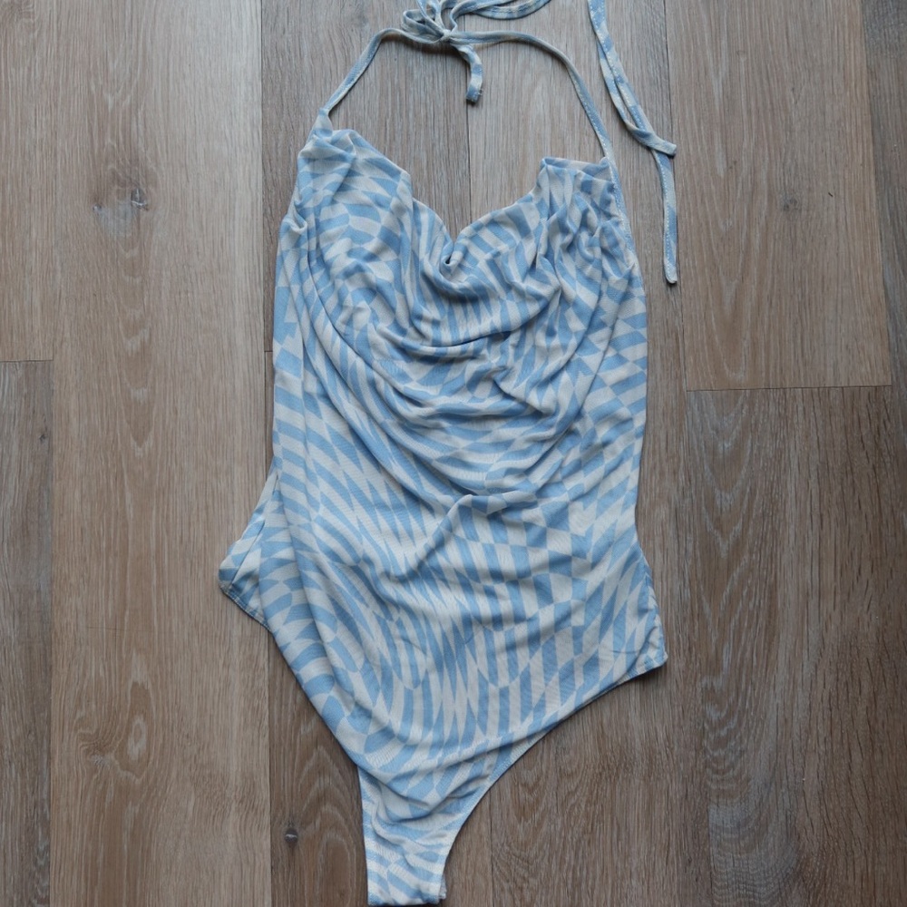 Le Lis light blue cowlneck bodysuit